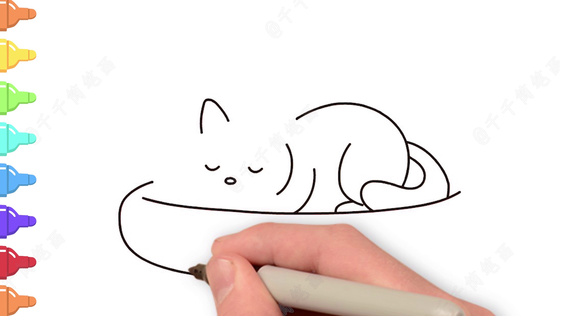 卡通小猫咪简笔画画法图片步骤（儿童电子绘画板） - 有点网 - 好手艺